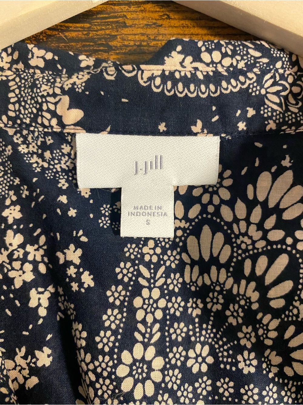 J Jill Navy Floral Paisley Button-Front Blouse - Picture 6 of 8
